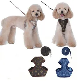 2021 New wholesale classic letter pattern Dog Apparel high quality fashion pet collars leashes spring vest