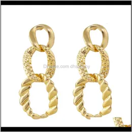 Dangle & Chandelier Drop Delivery 2021 Design Vintage Gold Color Hollow Long Earrings For Women Female Geometric Pendant Statement Earing Par