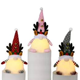 Oświetlone świąteczne ozdoby Gnome Dzianiny Kapelusz Pluszowa Krasnoludka Lalka Z Poruszkami Party Wakacyjna Home Decor XBJK2109