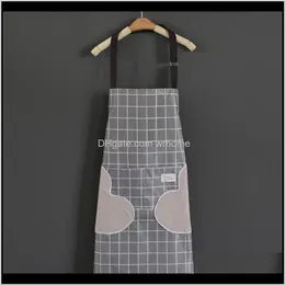 Textiles & Gardenwaterproof Polyester 1Pcs Striped Apron Woman Adult Bibs Home Cooking Baking Coffee Shop Cleaning Aprons Kitchen Aessory Dr