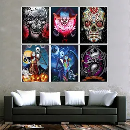 6 Pcs Halloween Diamond Painting Adults Kids DIY 5D Full Drill Crystal Rhinestone Embroidery Decor 12x16inch