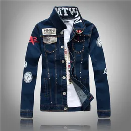 Mężczyźni Denim Kurtka Casual Slim Jean Kurtka Płaszcz Outdoors Moda Jesień Z Długim Rękawem Kurtka Masculino Outwear Patchwork Big4XL