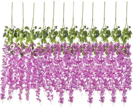 Flores decorativas grinaldas 12 palitos de hidrangeias artificiais Floria Flor para simulação DIY Arco de casamento Rattan Wall Holding Home Party D