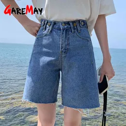 Vintage femmes Denim Shorts doux taille haute Stretch classique mode décontracté jambe large culotte d'été 210428