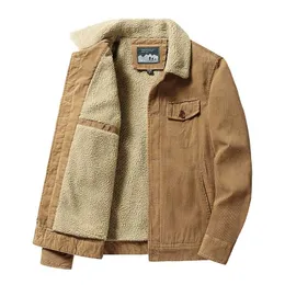 Winter Men's Warm Corduroy Jackets Fashion Man Thermal Cotton Coats Casual Outwear Fur Collar Jackets Mens Fleece Clothing 211029