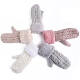 Fingerlose Handschuhe Winter Warme Frauen Weibliche Wolle Fäustlinge Gestrickte Kaschmir Twisted Handschuh Fahren Fahrer Auto Weißes Mädchen