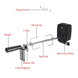 Automatisk BBQ Grill Rotisserie Electric BBQ Motormetall Utomhus Spit Roaster Rod Charcoal Pig Chicken Beef Camping Matlagningsverktyg 210724