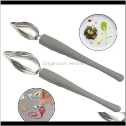 Spoons Flatware Kitchen, Dining Bar Gardenspoon Chef Anti-Slip Coffee Decoration rostfritt stål Hem D Tools Pencil Mini Sauce Painting Ki