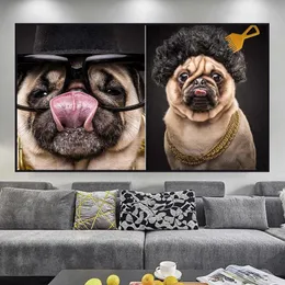 モダンな動物キャンバス絵画上壁ポスターとプリントカラフルな犬の壁アートキャンバス写真ルームの家の装飾なしフレーム