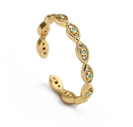 Bohemian Evil Eye Rhinestone wypełniony złoty pierścionek dla kobiet w stylu vintage dam