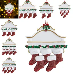クリスマスツリー装飾用のDIY樹脂ソックスペンダントファミリー大人の子供ギフトアーツアンドクラフトソックス装飾品4 95yj H1
