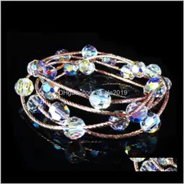 Kościki, pasme bransoletki biżuteria Dostawa 2021 Atmosfera Kryształowe kobiety Koreańska moda Multi Circle Rose Gold Bransoletka dla walentynków D