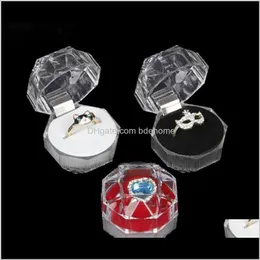 Drop Delivery 2021 Jewelry Package Boxes Ring Holder Earring Display Akryl Transparent Wedding Packaging Lagring Box Cases Ship Y6KHV