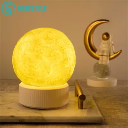 3D Moon Lamp Projector Night Light Romantic Galaxy Lunar Lights Chargeable Universe Starry Sky Rotate Colorful Kids Baby Gift Y0910