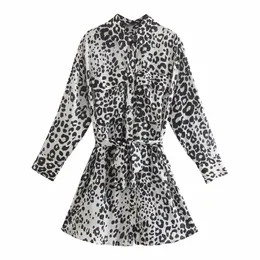 Letnie Kobiety Leopard Drukuj Podwójne Kieszenie Mini Koszula Sukienka Kobiet Dziewięć Dzielnica Rękaw Ubrania Casual Los Loose Vestido D7593 210430