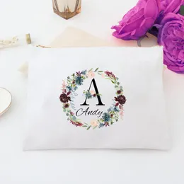 Bridal Custom Case Personalized Toiletry Bag Floral Cosmetic Wedding Bags Name Makeup & Cases