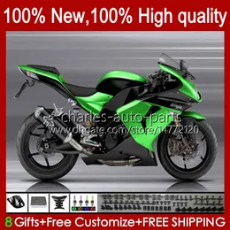 Motorcykel Fairings för Kawasaki Ninja ZX-10R ZX1000 ZX 10R 10 R 1000 CC 2006-2007 Bodywork 14NO.54 ZX1000C ZX10R 06 07 ZX1000CC 1000cc 2006 2007 Bodys Kit Glänsande grön