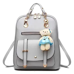 HBP icke-varumärke Leisure Women's Bag Goods Ins Backpack Schoolbag Japanese and Korean Academy Style Little Bear Puppet Pendant 1 Sport