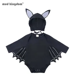 Mudkingdom Boys Girls Pani Stroje Bat Sleeve Jumpsuit + Kapelusze 2 Sztuk Odzież dziecięca Zestaw Dziecko Halloween Odzież 210615