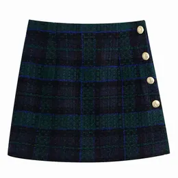 Söta tjejer mörkgrön hög midja kjol vår damer vintage england stil s kvinnliga streetwear mini 210515
