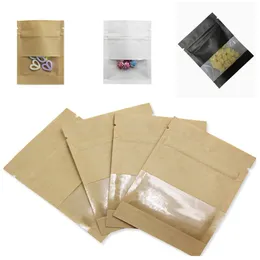 Brun Kraft Paper Bag Food Storage Zipper Väskor Luktsäker Förpackning påse för torkad fruktte