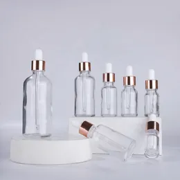 E frasco líquido 5ml 10ml 15ml 30ml 50ml 100ml garrafas de conta-gotas de óleo essencial claro com gotas de olho de vidro