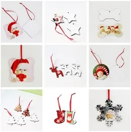 Sublimation Christmas Ornaments MDF Blank Round Square Snow Decorations Thermal Transfer Printing Tree Pendant Decors D11