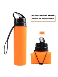Water Bottle Silicone Outdoor Sports Camping Portable Folding Kettle 600mL Large Capacity For Students And Children