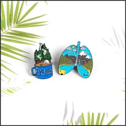 Pins Brooches Jewelry Explore The Natural Forest Outdoor Cam Tent Lung Shape Coffee Cup Enamel Brooch For Friends Who Like Adventure Drop D