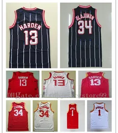 망 저렴한 농구 러셀 0 Westbrook James 13 Harden Jerseys 레트로 트레이시 1 McGrady Hakeem 34 Olajuwon Jersey 반바지 최고의 품질 크기 S-2XL