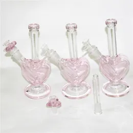 9 pollici a forma di cuore bellissimi narghilè d'amore Pipa ad acqua bong in vetro piattaforme petrolifere per fumare bong in vetro con ciotola downstem