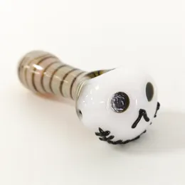 Halloween Skull Jack Glass Pipe 4.4 Inch Smoking Hand Pipe Oil Burner Pipes Thickness Swirl Stripe Moutnpiece Smoking Accessories Dry Herbs