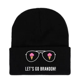 NEWLet's Go Brandon Black Knitted Hat Winter Warm Letters Printed Fashion Crochet Hats Sports Cyclings Unisex Beanie Skull Caps CCB1198