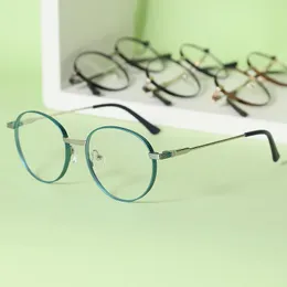 Mode solglasögon ramar natuweco metall runda optiska receptglasögon glasögon svart blå gyllene tempel myopi hyperopia glasögon