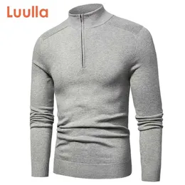 Luulla Men Spring Casual Cotton Turtleneck Tröjor Pullover Män Höst Fashion Stickad Zip Tröja Jacka Män Samling 211018