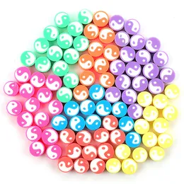 10mm Tai Chi Round Clay Polymer Spacer Beads Yin Yang Beads For DIY Jewelry Making Bracelet Necklace Accessories 50pcs/lot