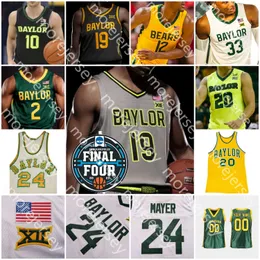 2021 Final Four 4 Custom Baylor Basketball Jersey NCAA Colleg MaCio Teague Freddie Gillespie Devonte Bandoo Tristan Clark Zach Loveday Turner Mitchell Dainja