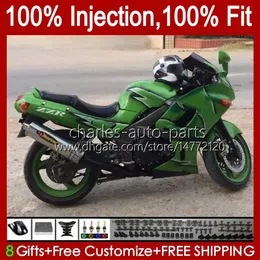 Injektionskroppar för Kawasaki Ninja ZZR400 ZZR-400 Grön glansig ZZR-600 00 01 02 03 04 05 06 07 84HC.45 ZZR 600 400 ZZR600 1993 1994 1995 1996 1997 1998 OEM FAIRING KIT