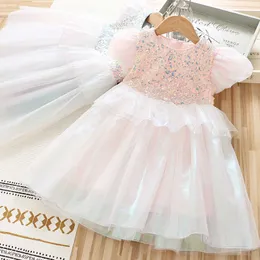 Oszałamiające koreańskie dziewczyny letnie cekiny tutu sukienka dla księżniczki dzieci urodziny bling odzież 210529