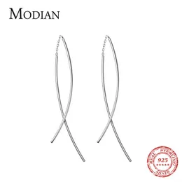 Mode Geometrische Line Dangle Earring voor Vrouwen 925 Sterling Zilveren Lange Ketting Drop Fijne Sieraden Bijoux 210707