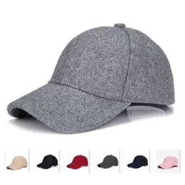 Autumn Winter Unisex Wool Felt Baseball Caps Solid Color Casquette Chapeau Trilby Trucker Hat for Men Women AA220304