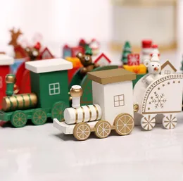 2021 HW426チアリーディングクリスマスの装飾木材4つの小さな列車のDIYアセンブリデスクトップの窓の装飾品子供の日ギフト