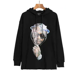 and Autumn Winter High-quality Stamping Portrait Hooded Sweater for Men Women Couples Pure Cotton Loose Long Sleeved Shirt