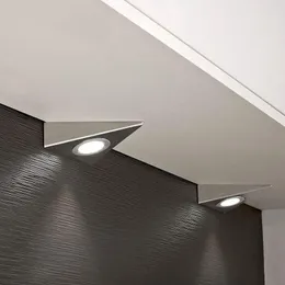Luminária de parede 1 peça de cozinha sob o armário Triângulo luz LED embutida em aço inoxidável Cool Whie