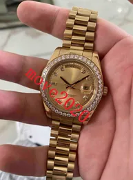 Move2020 Lux Ury Moda Relógios Top Quality 18K Amarelo Diamante Dial Dial Bezel 18038 Assista Relógio de Relógio Homens Automático