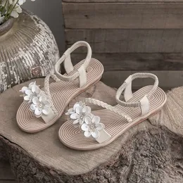 Klassisk kvinna sommar tofflor Sandal slående gladiator läder yttersula platt kedja slipper glidbanor kanfas vanliga sandaler skor b03