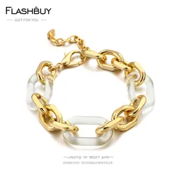 Punk Chunky Cuban Thick Chain Bracelet for Women Male New Design Twist Alloy Acrylic Bracelets Statement Jewelry