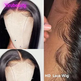 Yirubeauty Malaysian 5x5 HD透明レース閉鎖ウィグシルキーストレート180％密度100％ヒト髪のウィッグ10-32インチナチュラルカラー