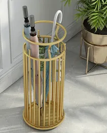 Furniture Metal Umbrella Stand Holder Bumbershoot Rack Organizer For Office Home Hotel Hallway Entryway Porch Rose Golden