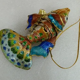Handcrafted Cloisonne Emalia Filigranowa Ryba Ornament Fantazyjny Chiński Office Dekoracje Wiszące Akcesoria Prezenty z pudełkiem